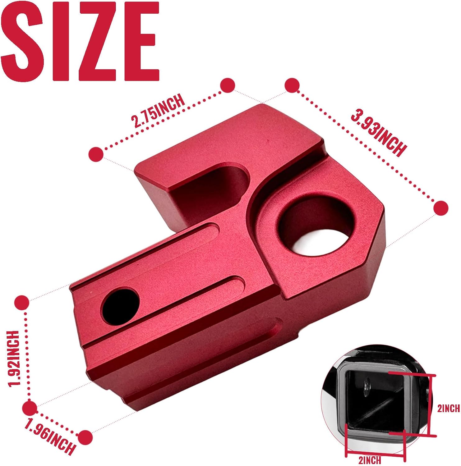 Universal Hitch Slider Skid Protection 2" Hitch Receivers Compatible with 3/4" D-Ring or Soft Shackle for Off-Road Trucks SUV Vehicle Towing Recovery Hitch Protection (Red) - Image 6