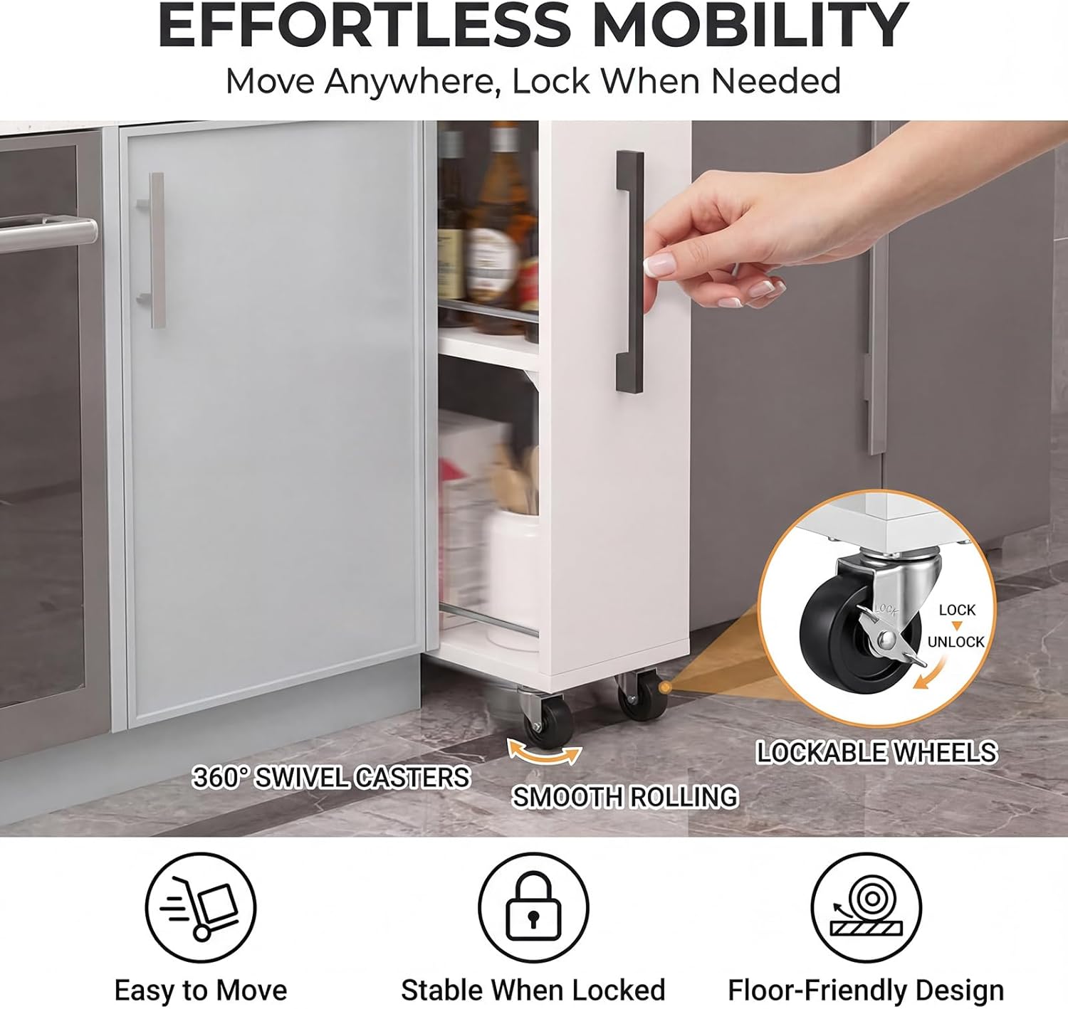 7 Tier Slim Rolling Storage Cart With Wheels,narrow Spice Rack Organizer Cabinet Next To Fridge,space-saving Wood Storage Organizer For Kitchen,pantry,laundry(D 17.72 x H 72.4 x W 7.87 IN, Black)