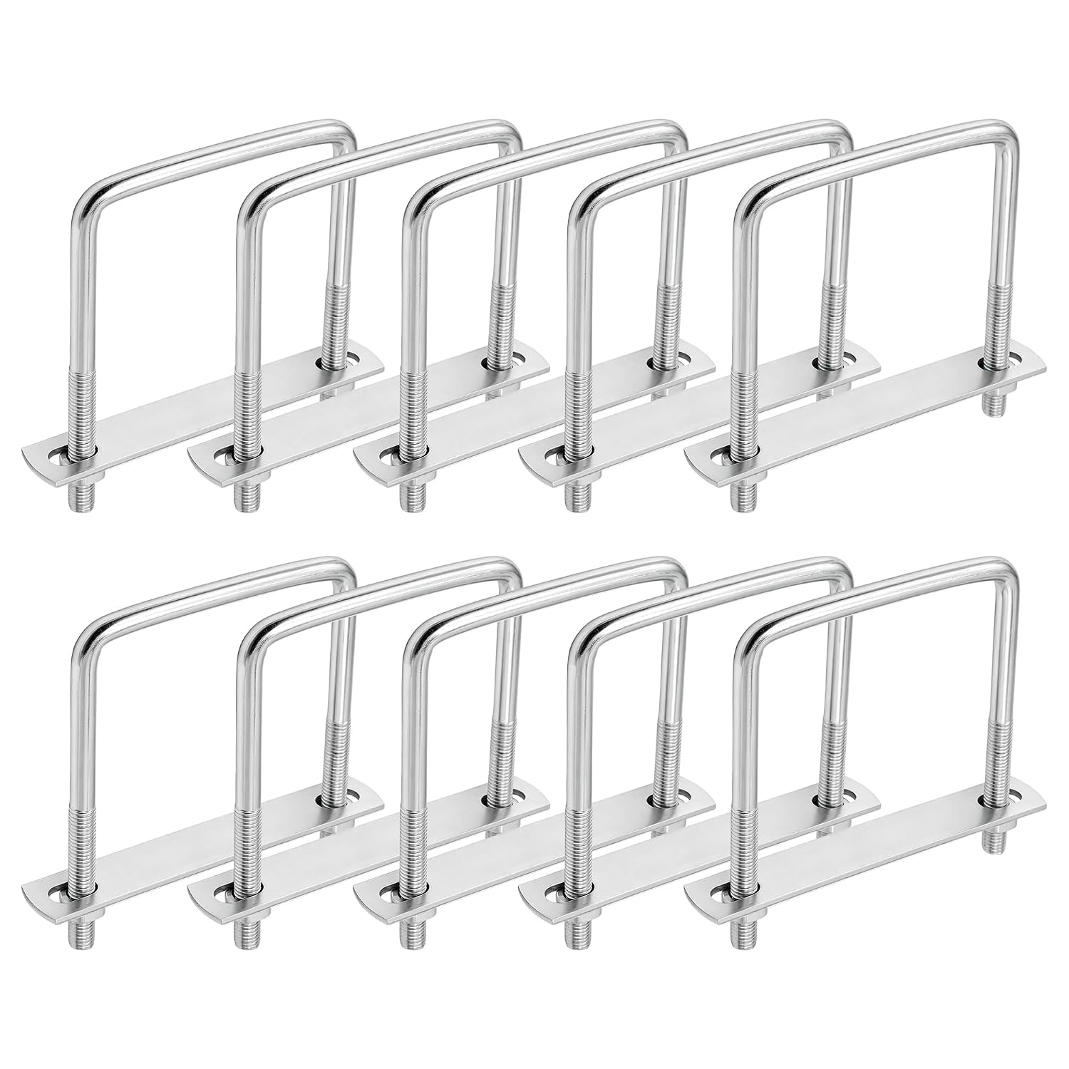 M10 Square Carbon Steel Galvanized U Bolt 3/8 x 4 x 5.1 Inch 10 Pcs