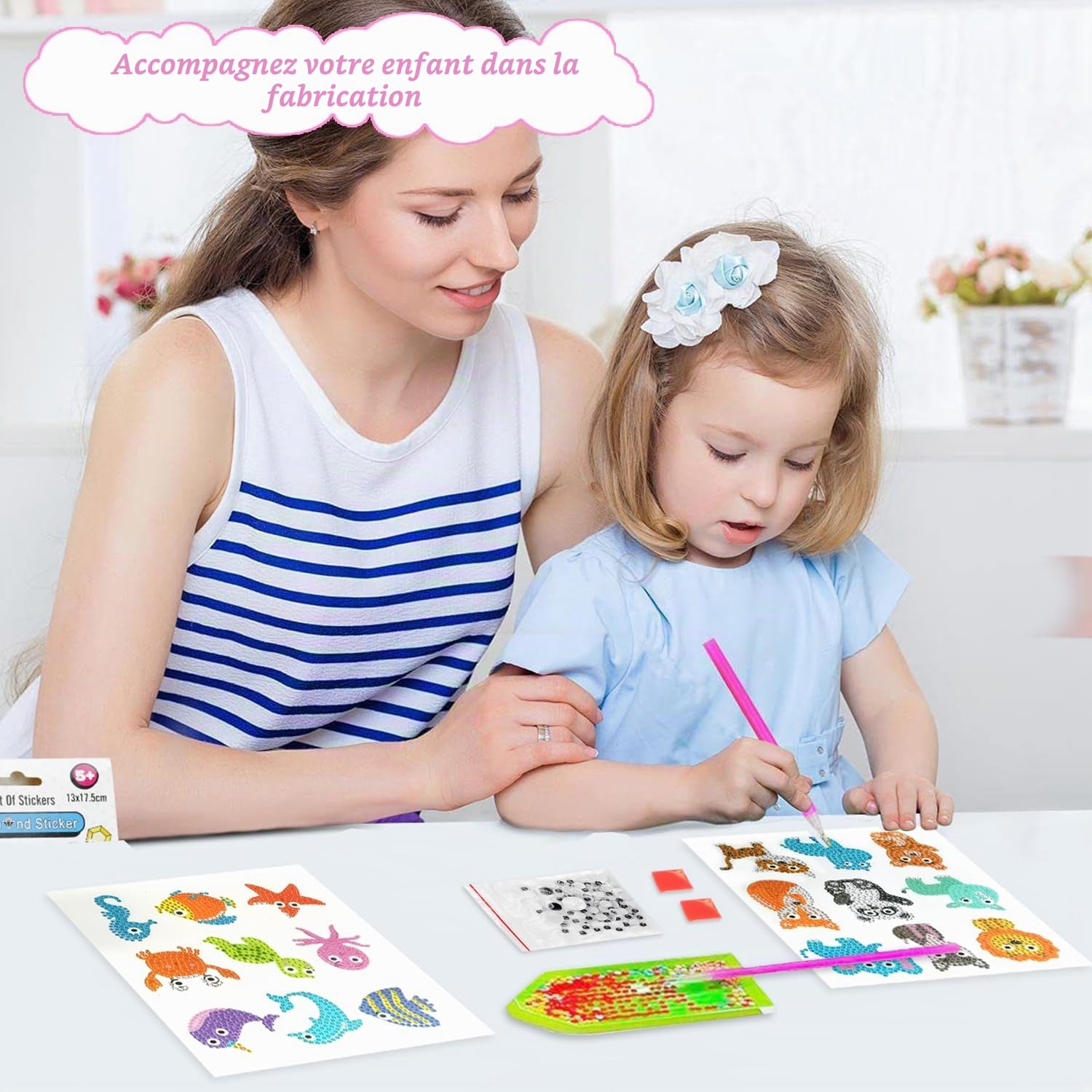 4 pack Stitch Diamond Painting Enfant 5D DIY Peinture Diamant Bricolage Kit Complet - Dessin Animé Broderie Point de Croix pour Adultes et Enfants - Décoration Murale Maison - Strass Artisanat 15x15cm