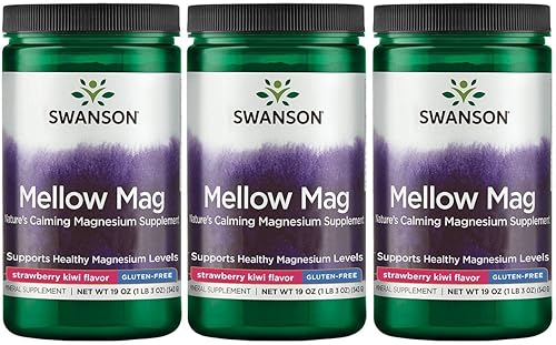 Swanson Mellow Mag - Sabor kiwi fresa 330 mg 19 oz Pwdr 3 unidades