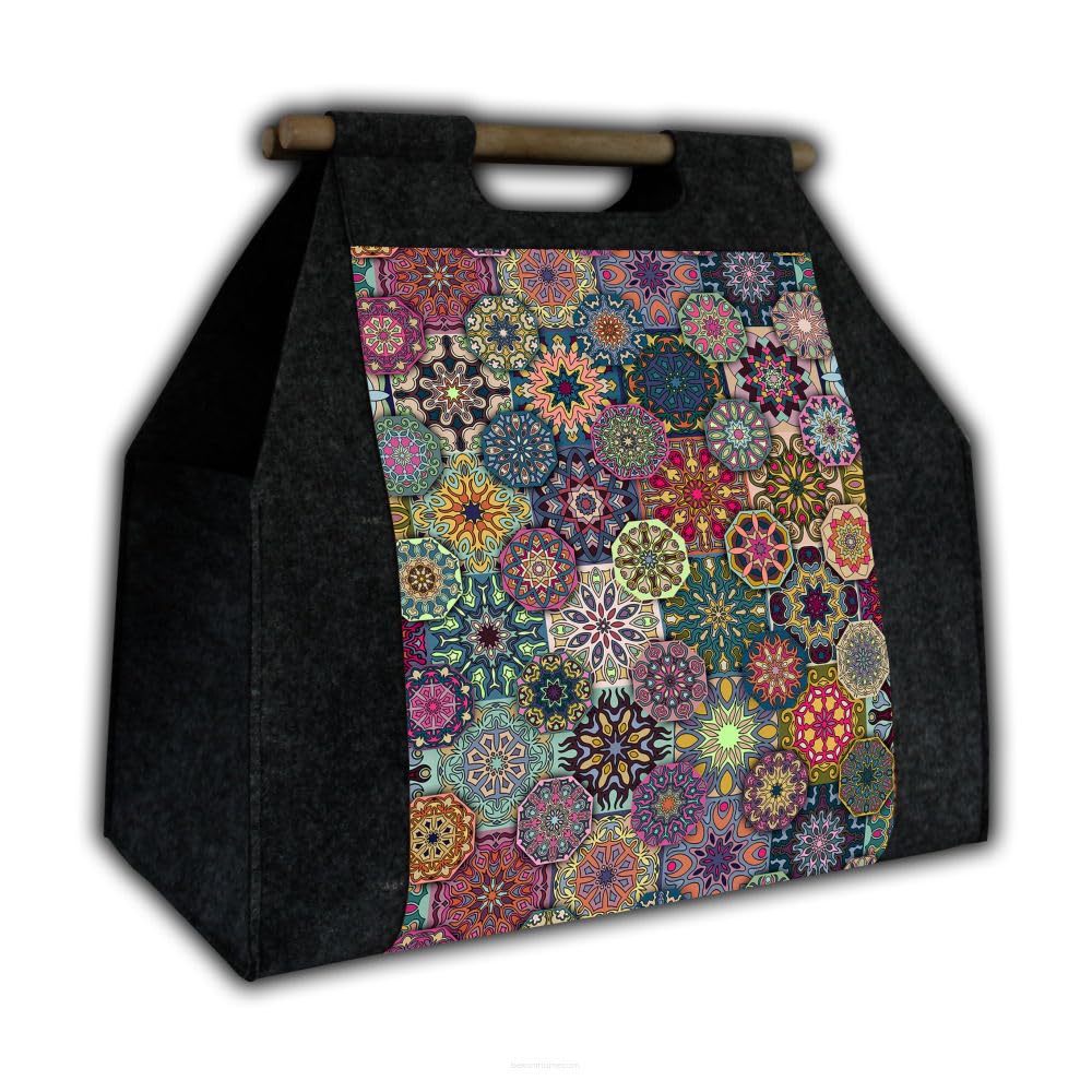 Bertoni Borsa in feltro per legna da ardere, in feltro, con manico in legno, 50 x 45 x 30 cm, colore: antracite