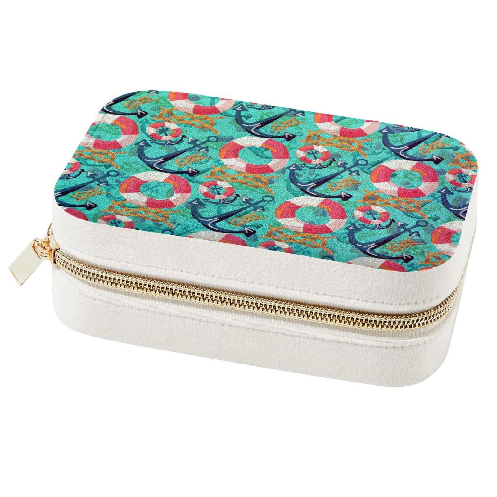 Boîte à bijoux portable avec ancre, petit organiseur de voyage pour bagues et colliers