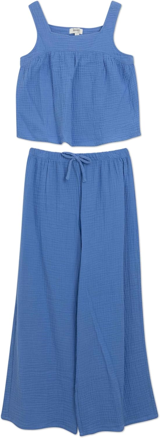 Speechless girls 2-piece Cotton Gauze Babydoll Tank Top and Wide-leg Pants Set
