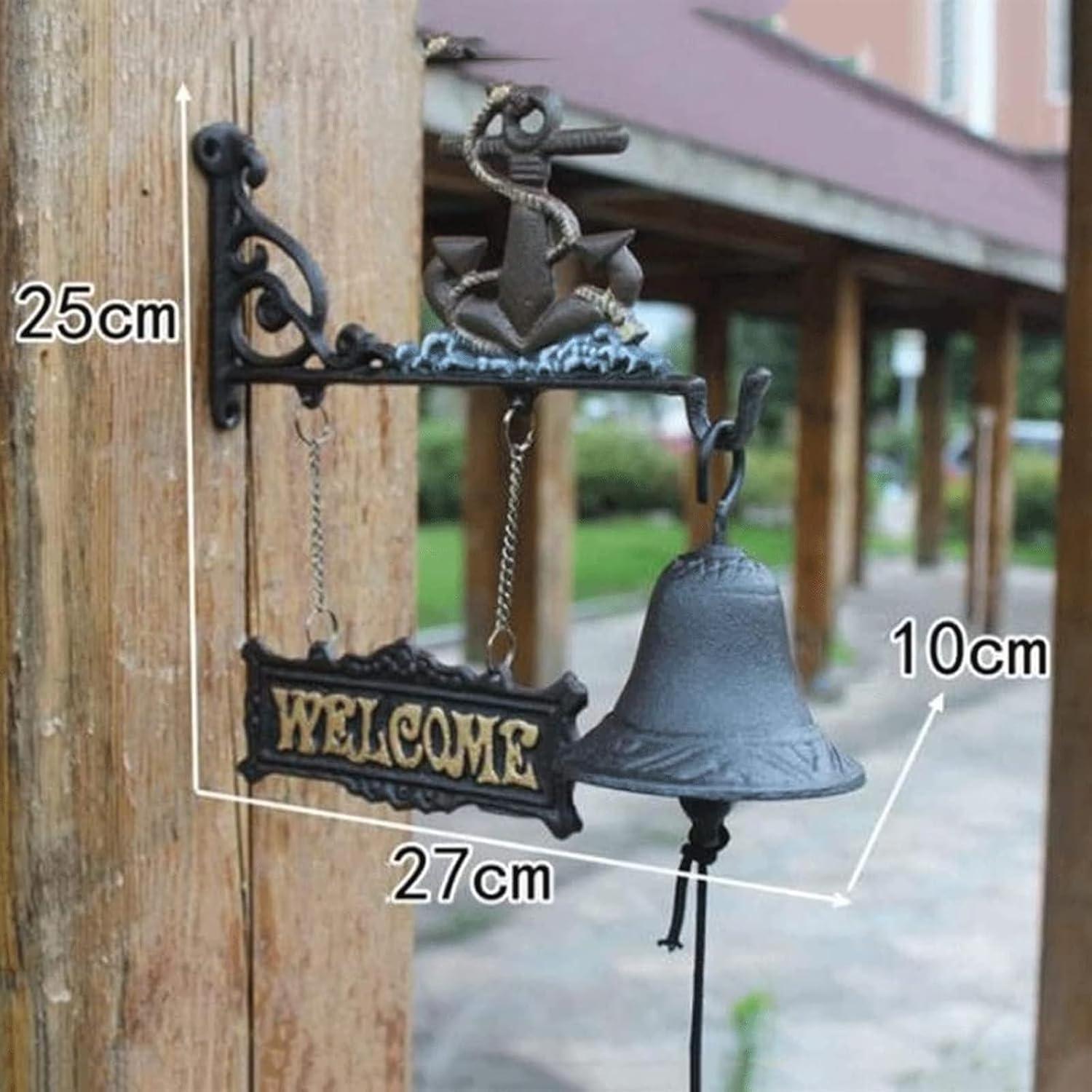 Cast Iron Dinner Bell Cast Iron Wall Hanging Bell Country Farmhouse Wall Decor Antique Style Dinner Bell Decorative Welcome Wall Plaque Yard Sign