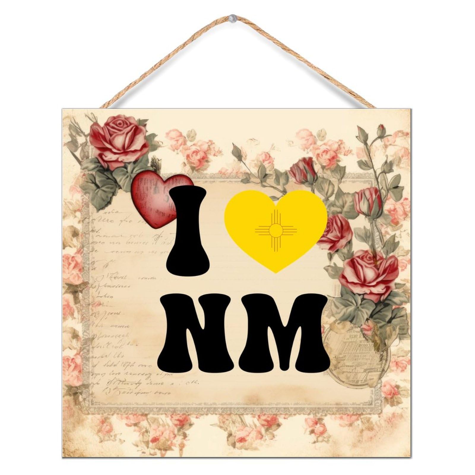 Panneau en bois pour la Saint-Valentin I Love New Mexico, l'amour des grands espaces