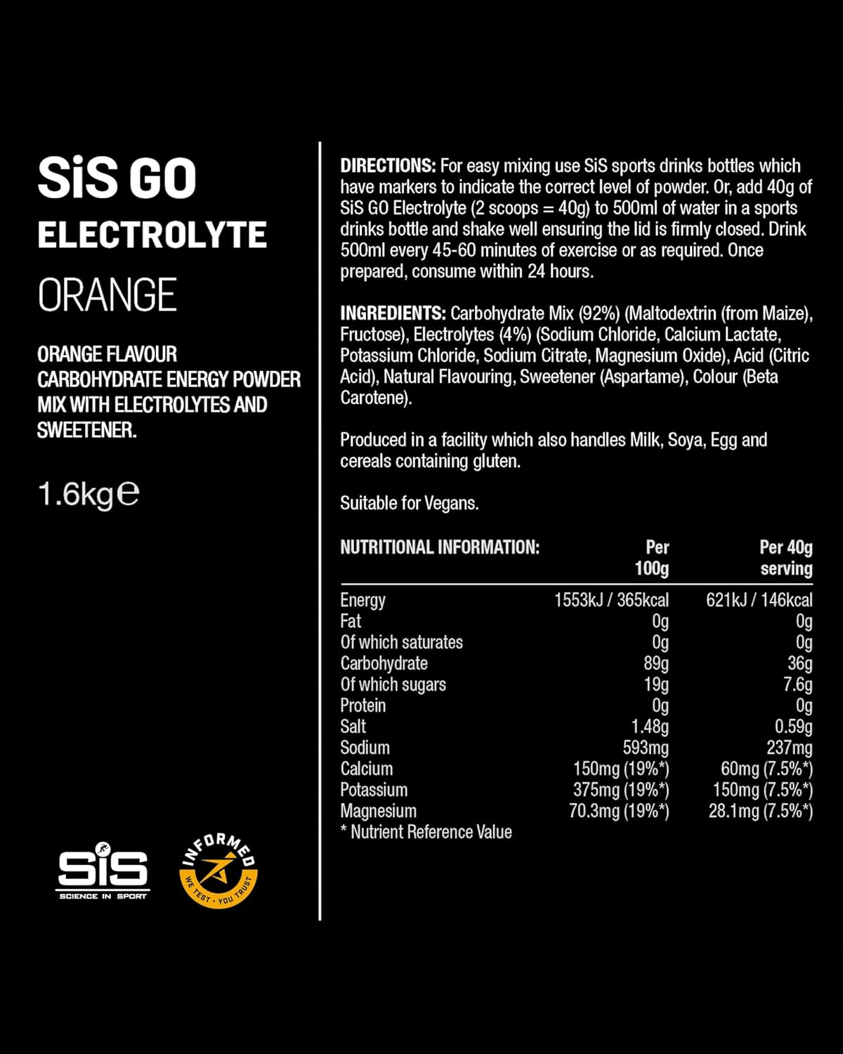 Science in Sport GO Electrolyte - Electrolyte Drink Powder for Body Fluid Balance - Mineral Replenishment & Hydration Support - No Added Sugar - Sports Nutrition - Orange Flavor - 3.5lb