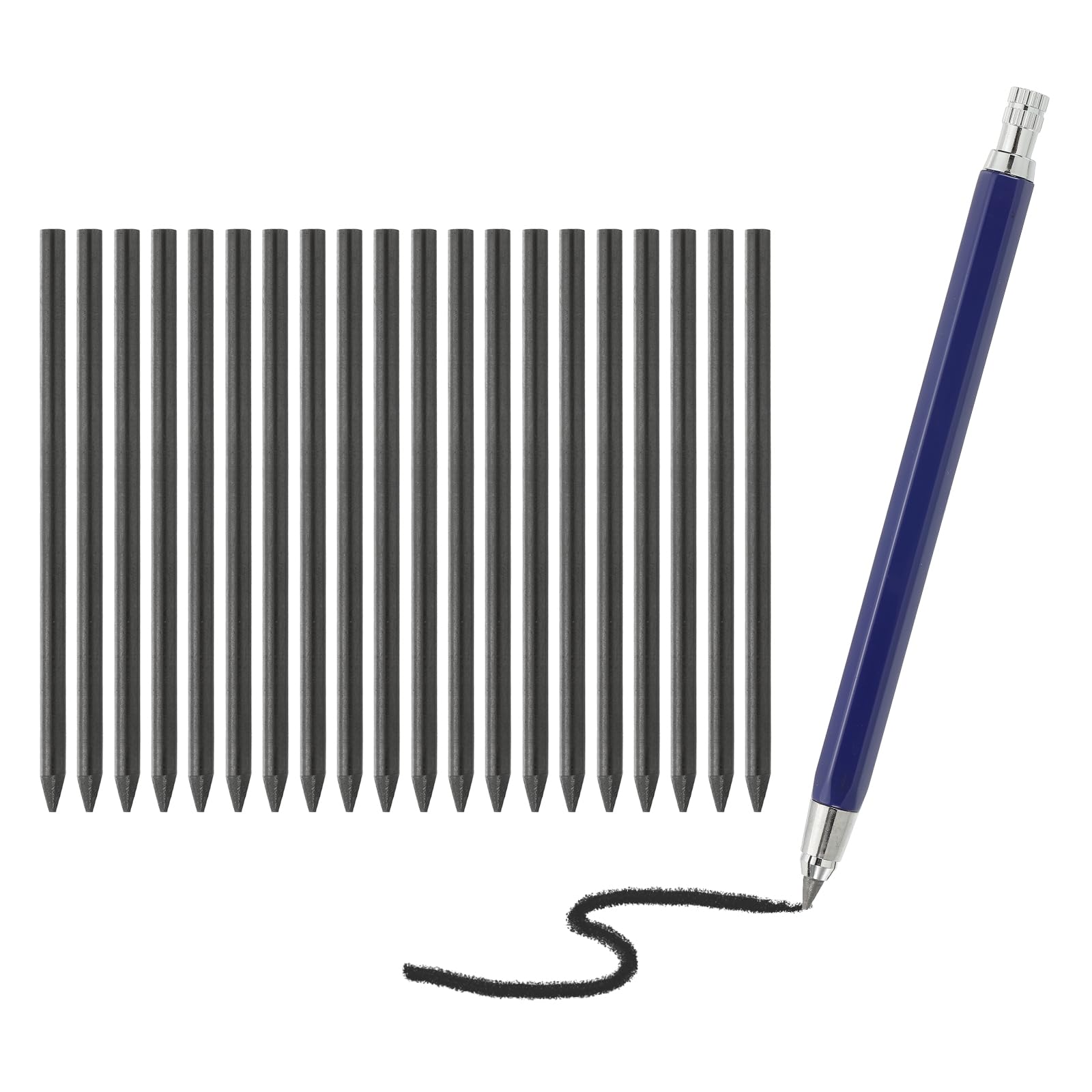 PATIKIL Mechanical Pencil 4.0mm, Lead Pencils Mechanical Holder Large Automatic Holder with 20pcs 2B Pencil Lead for Drawing Art Sketching Woodworking, Blue