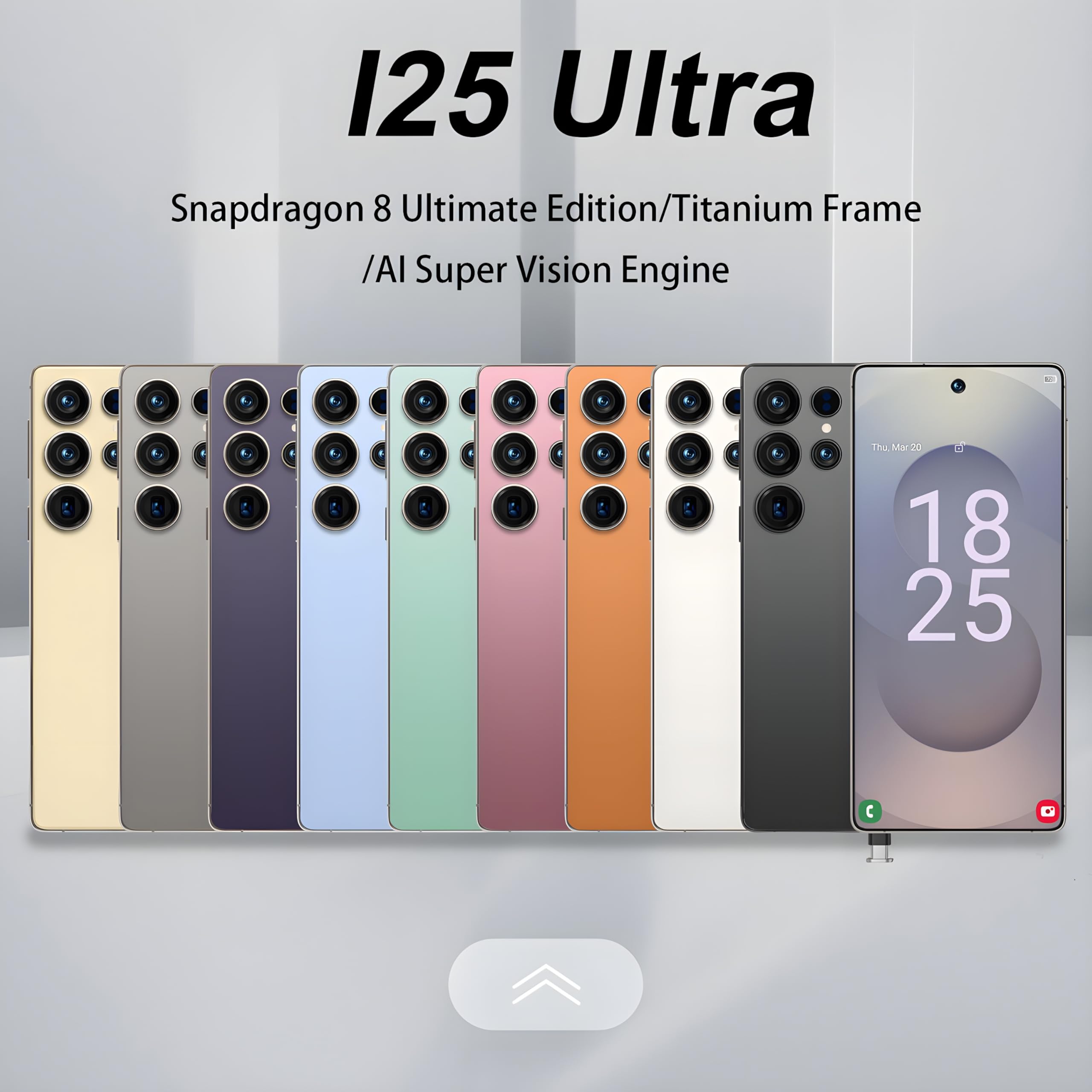 I25 Ultra 5G Unlocked Smartphone,6.8" HD Screen, 8GB+512GB,7000mAh Battery., 108MP+48MP Dual Camera, Android 14, Dual SIM/5G/Face ID/Fingerprint Lock/GPS (Grey)