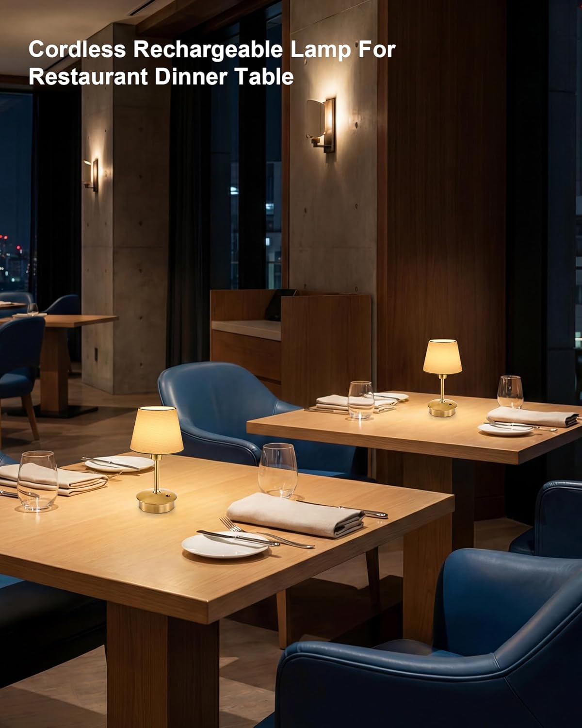 UMEXUS 2 Pack Small Cordless Table Lamp, 5200mAh Battery Operated Touch Lamps for Restaurant Dinner Table Rechargeable Dimmable Portable Night Light for Bedside Dining Room Patio Kitchen Outdoor