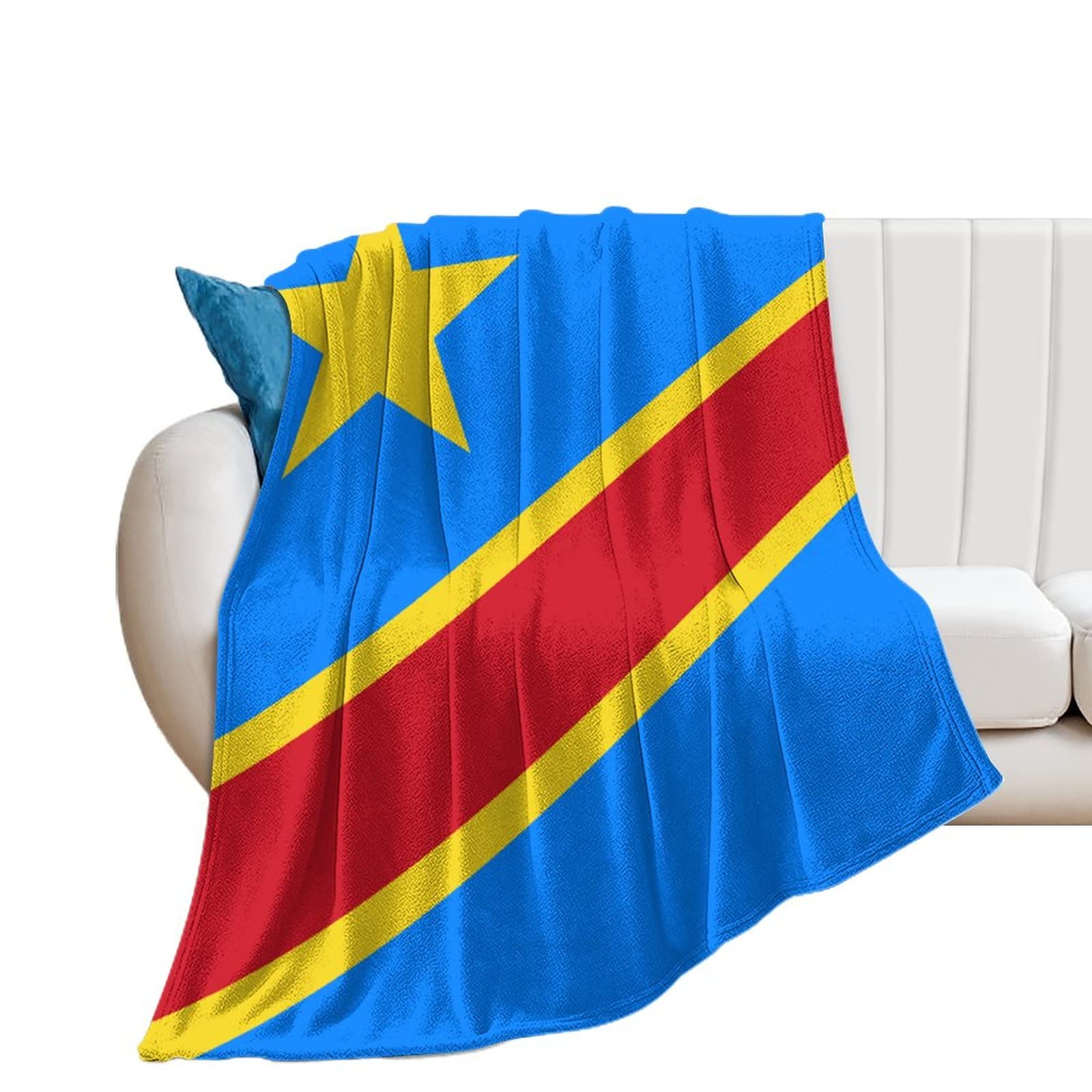 Couverture drapeau du Congo en flanelle polaire de 153x203 cm