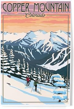 Lantern Press 8x12 Art Print, Copper Mountain, Colorado, Winter Skiers