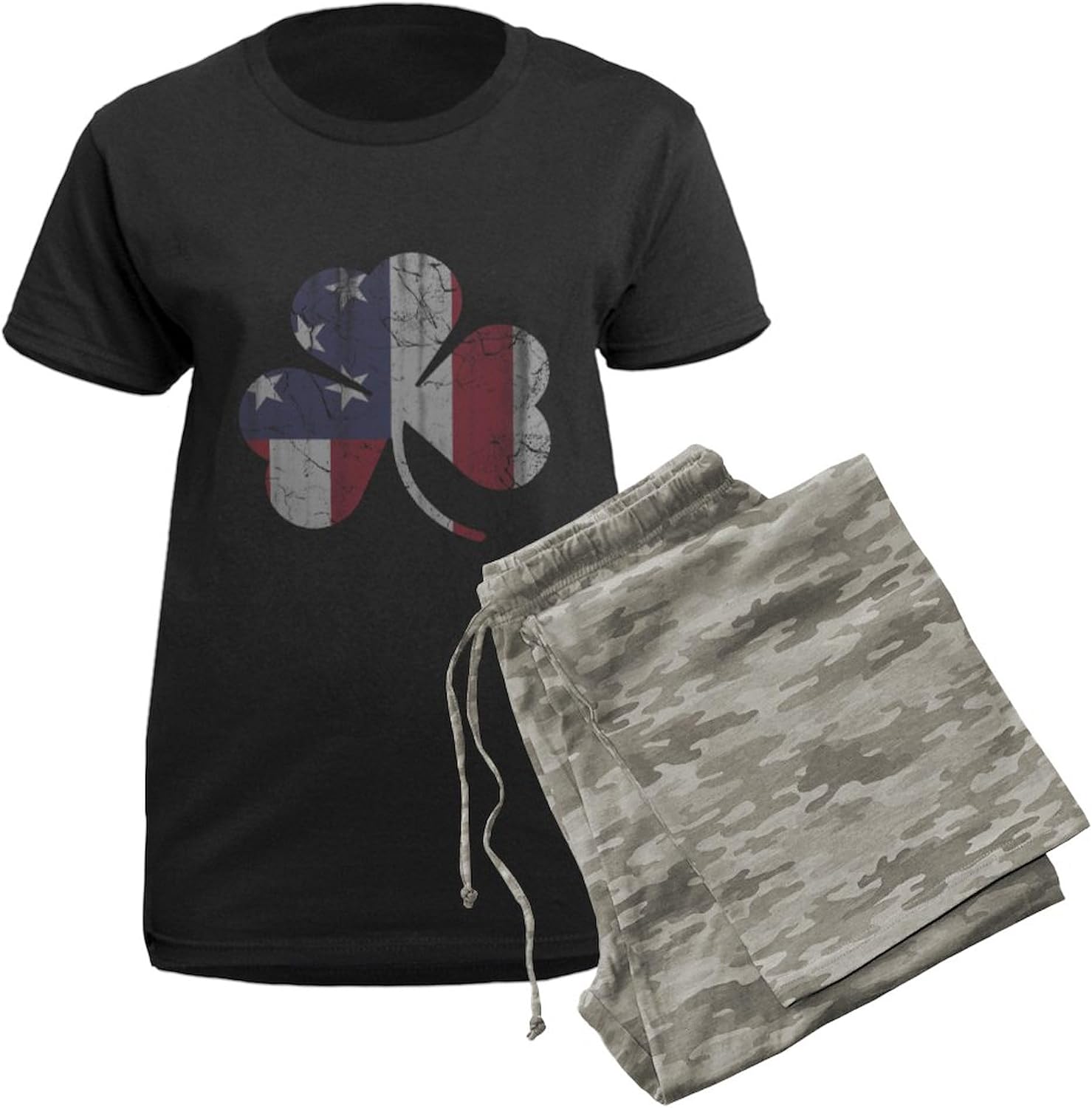 CafePress Vintage Irish American Flag Shamrock Pajamas Womens Novelty PJ Sleepwear
