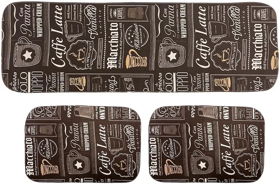 Tapete de Cozinha Jogo 3 Peças Antiderrapante Emborrachado Estampado com Toque Macio Super Resistente