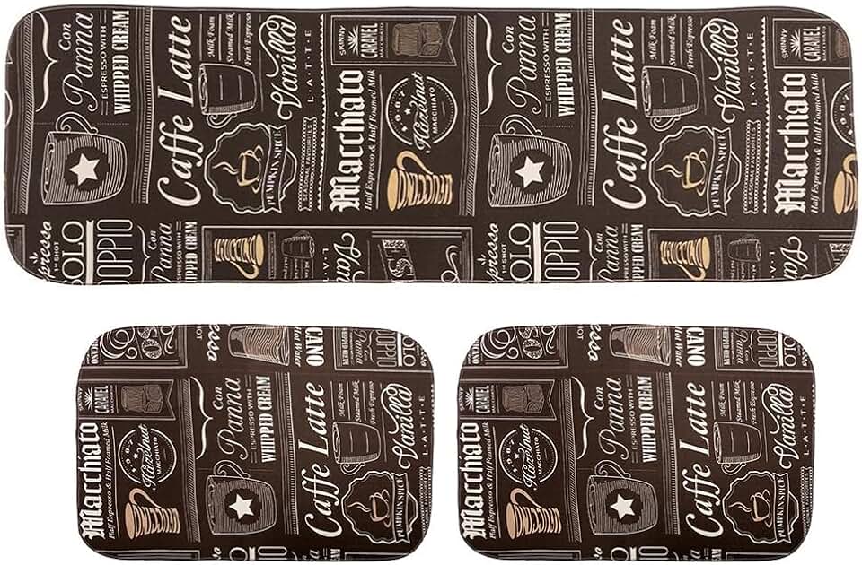 Tapete de Cozinha Jogo 3 Peças Antiderrapante Emborrachado Estampado com Toque Macio Super Resistente