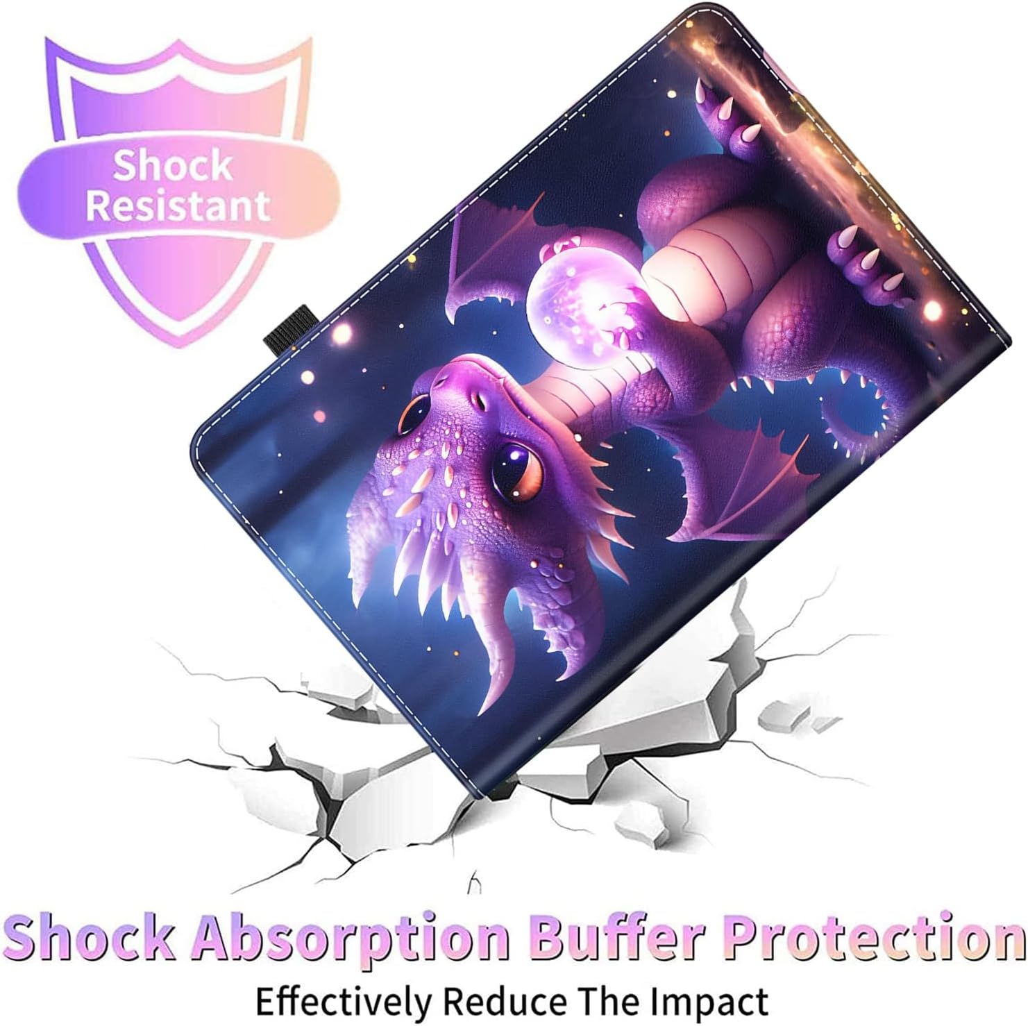 Case for All-New Amazon Fire HD 10 Tablet and Fire HD 10 Plus (13th/11th Generation 2023/2021 Release)， Auto Sleep/Wake Multi-Angle Viewing Slim Folio Stand Cover, Purple Dragon Baby