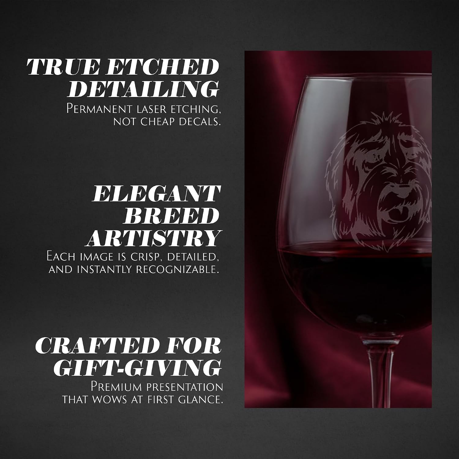 Cao da Serra de Aires Dog Themed Etched 12.75oz Wine Glass