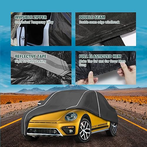 Miniatura 3 de Funda impermeable para automóvil compatible con Volkswagen New Beetle 1998-2024 para todo tipo de clima, 6 capas, cubierta completa para automóvil