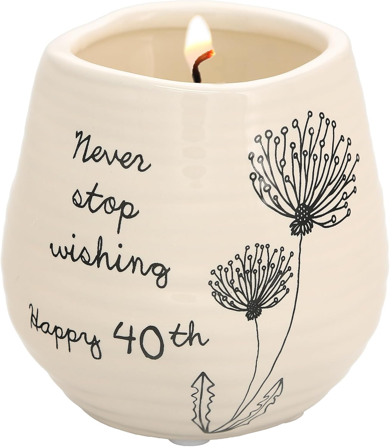 Pavilion Gift Company Never Stop Wishing Happy 40th Birthday - 8 oz Soy Wax Candle with Wick in A Yellow Ceramic Vessel 8 oz-100 Scent: Serenity, 3.5 Inch Tall