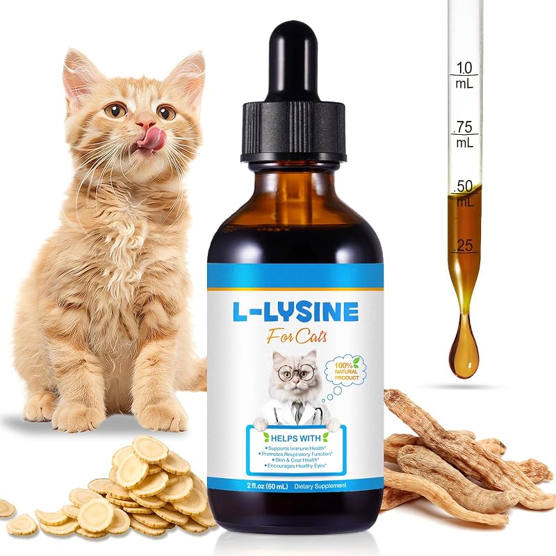 Dvoevivh Suplemento de L-Lisina para Gatos em Gotas 250 mg por 1 mL, 60 mL