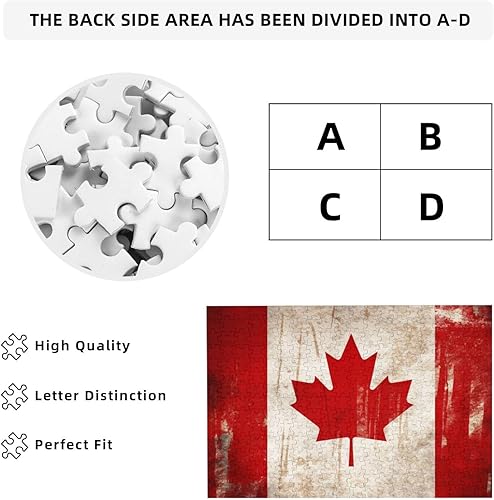 Miniatura 4 de Rompecabezas retro de la bandera de Canadá de 300 piezas personalizados, rompecabezas de fotos para la familia, rompecabezas para adultos, boda,