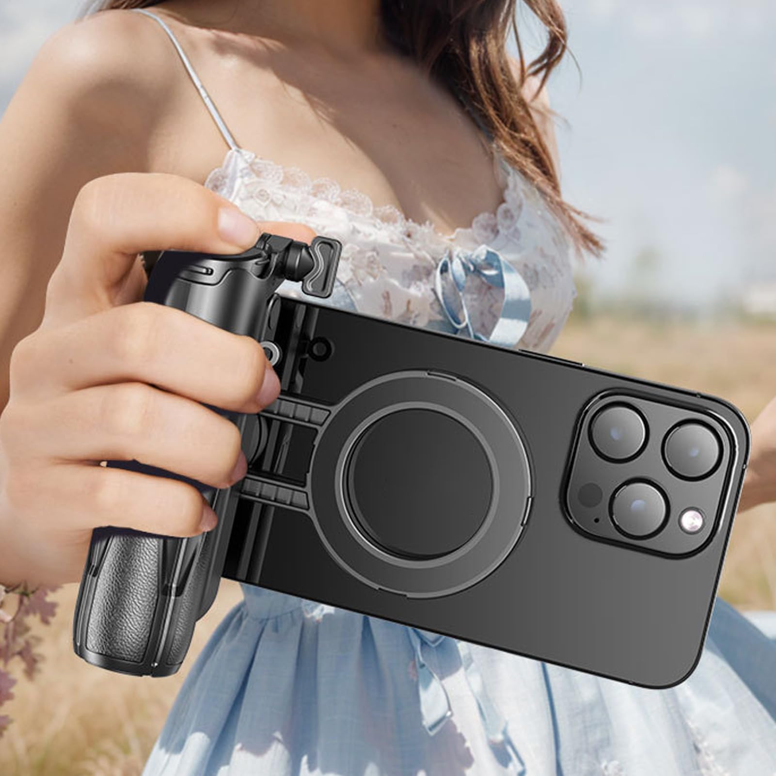 Soporte para Teléfono con Trípode y Selfie Autos Magnético de Viaje | Trípode Extensible Giratorio 360° con Mando a Distancia Inalámbrico para Video, Gimnasio, Grabación, Vlogs y