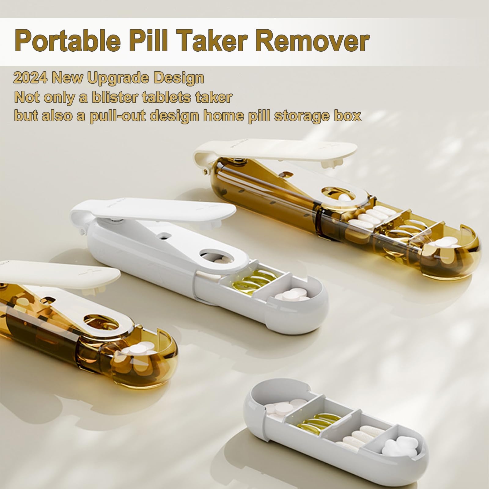 Portable Pill Taker Remover, 3Packs Pill Popper, Blister Tablets Opener Pill Extractor Tool, No Contact Easy to Take Out for The Elderly, Disabled, Arthritis (Blue)