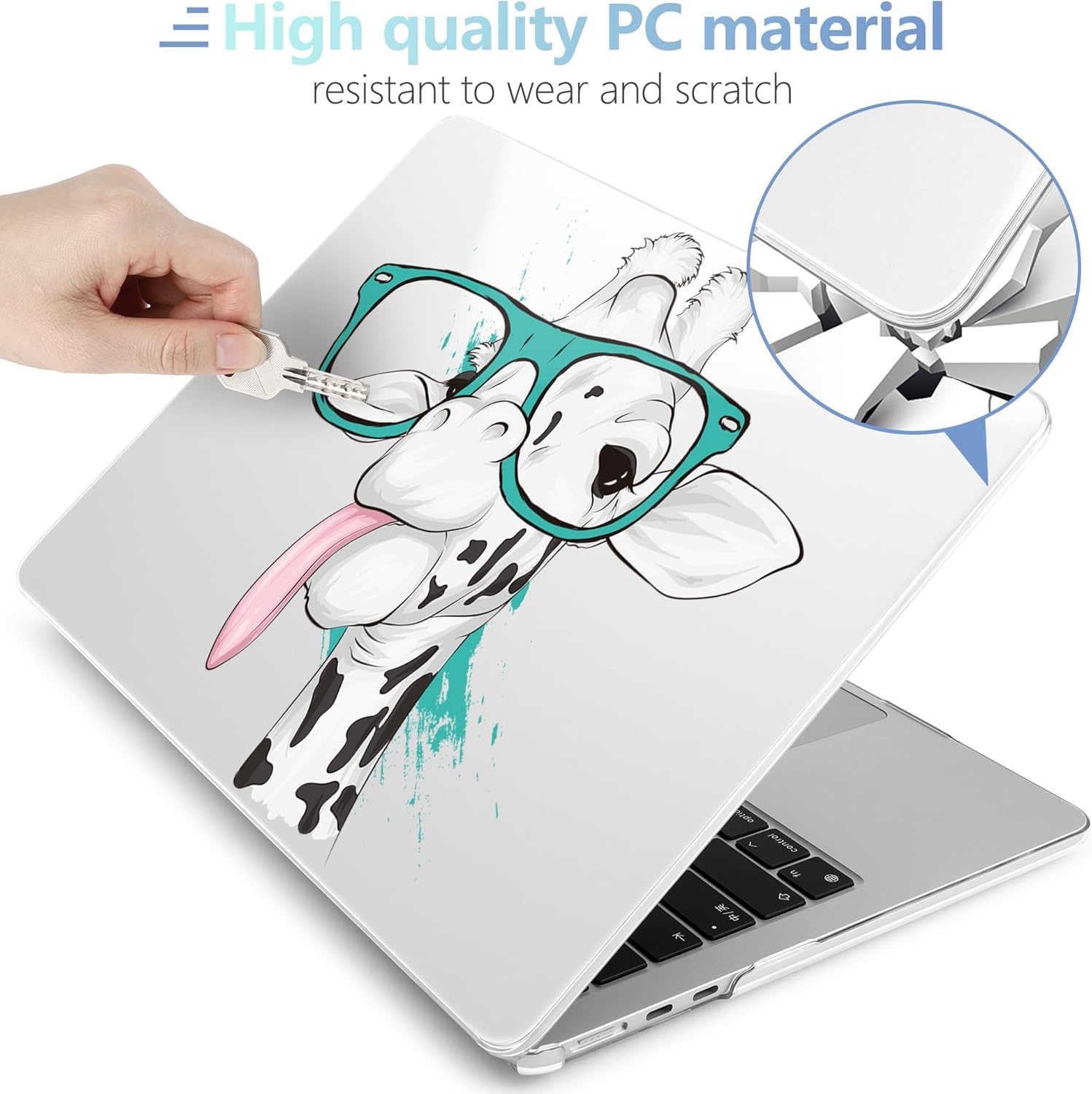 MEEgoodo for M4/M3/M2 MacBook Air 15.3 inch Case 2025 2024 2023, Case Fit Model (A3241/A3114/A2941) for MacBook Air 15 inch, Laptop Hard Shell with Keyboard Cover, Funny Giraffe - Image 4