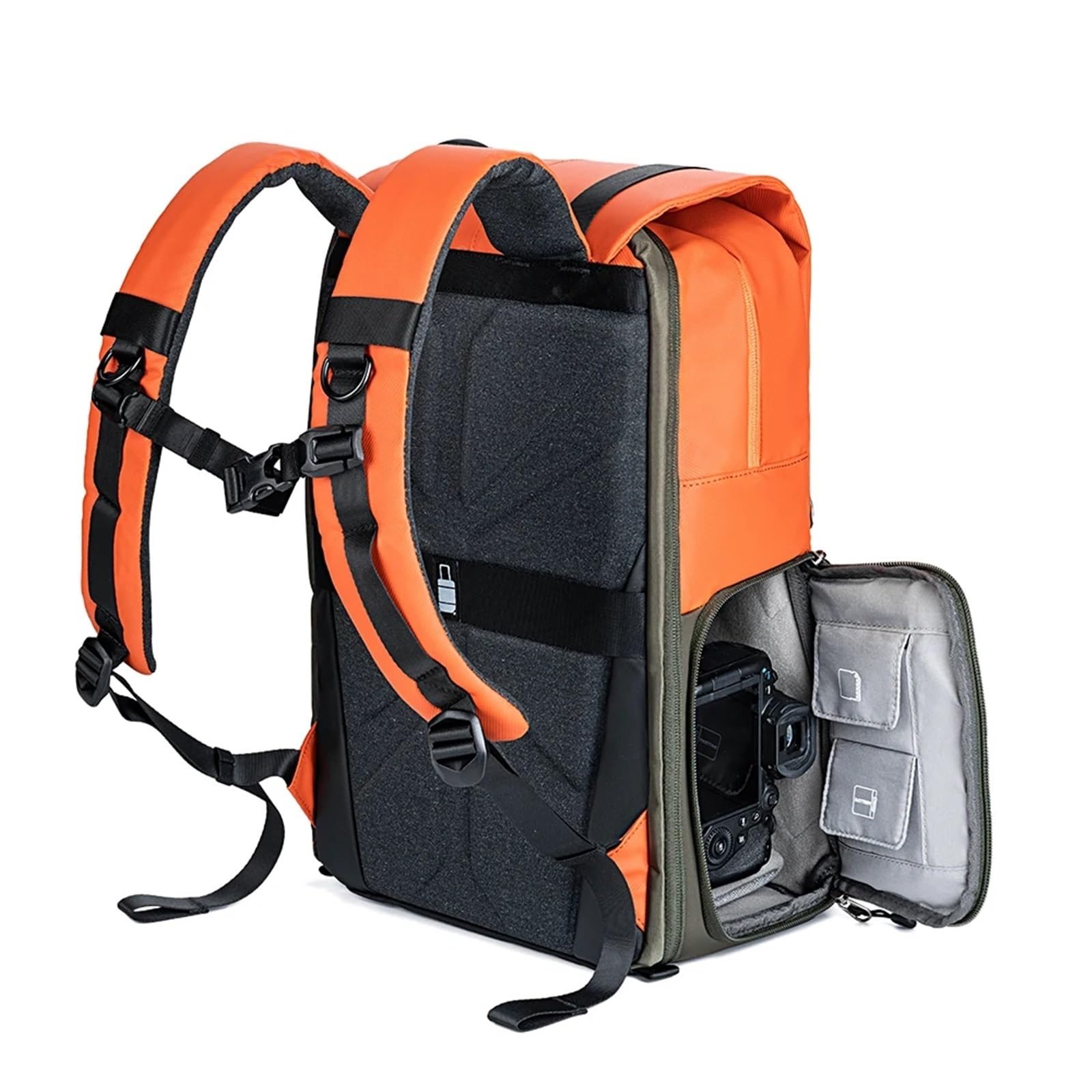Bolsa Para Cámara Mochila for cámara con cubierta for lluvia, bolsa for fotografía de viaje al aire libre, puede llevar un trípode lateral, diseño ergonómico de acceso rápido Para Cámaras(Orange)