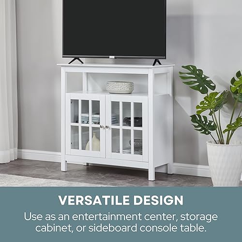 Miniatura 8 de Convenience Concepts Big Sur Highboy - Soporte para TV con armarios de almacenamiento y estantes en acabado blanco