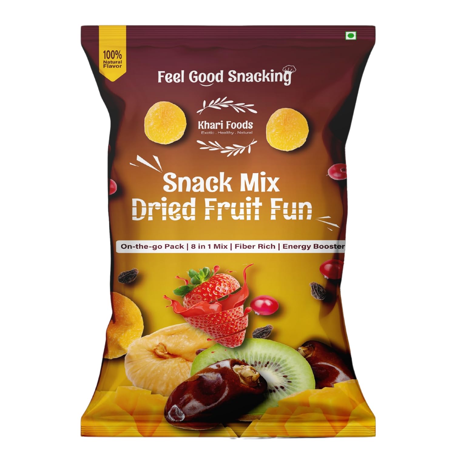 Khari Foods Dried Fruit Fun Snack Mix 40g, 8 in 1 Trail Mix of Dried Dates, Apricots, Kiwi, Mango & More, Fibre & Antioxidants Rich, No Additives
