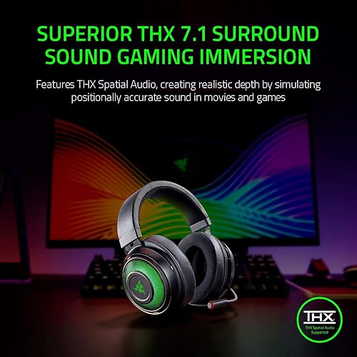 Miniatura 2 de Razer Kraken Ultimate - Auriculares USB para juegos (auriculares para juegos para PC, PS4 y Switch Dock con sonido envolvente, micrófono ANC y cromo
