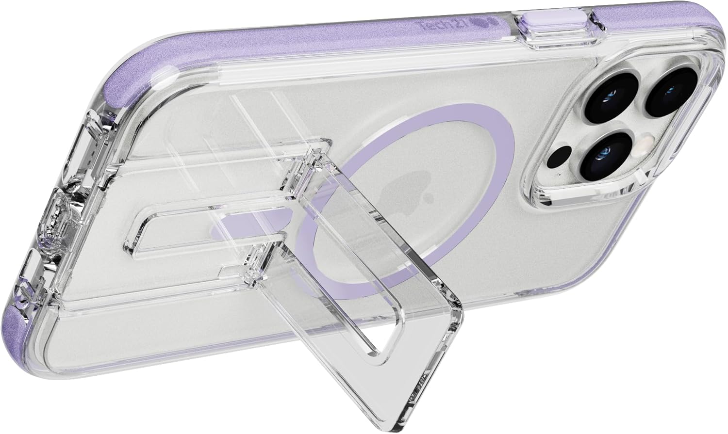 Tech21 EvoCrystal Kick case for iPhone 17e, iPhone 14 - MagSafe Compatible - Impact Protection - Kickstand - Lilac