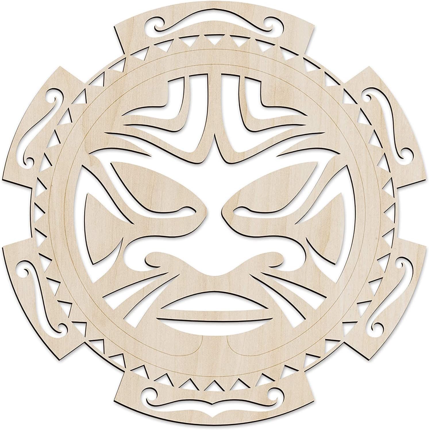 AmericanElm Tribal Wooden Wall Art, Abstract Traditional Ornaments Cultural, Birch Wood Plywood Rustic Wall Art Accent for Hallway Bedroom Living Room Cafes and Offices, 11.4 X 11.4IN X 3MM.