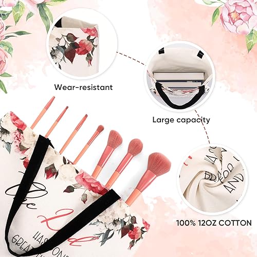 Miniatura 4 de Silkfly Regalo de Navidad, 6 bolsas de mano de la Biblia para mujeres, bolsas reutilizables religiosas con versículos florales, bolsa de mano