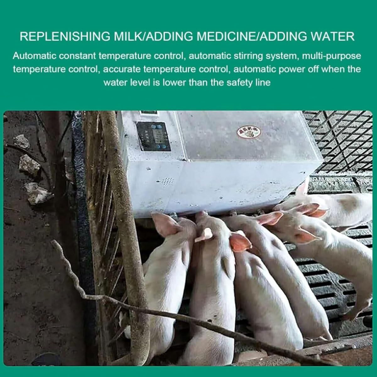 8/10/14 Nipples Piglets Milk Feeder,Automatic Constant Temperature Milk Feeder with Sound Simulation,Dual Side Automatic Stirring Lamb Piglet Nipple Feeding Station,for Farm Ranch(10)