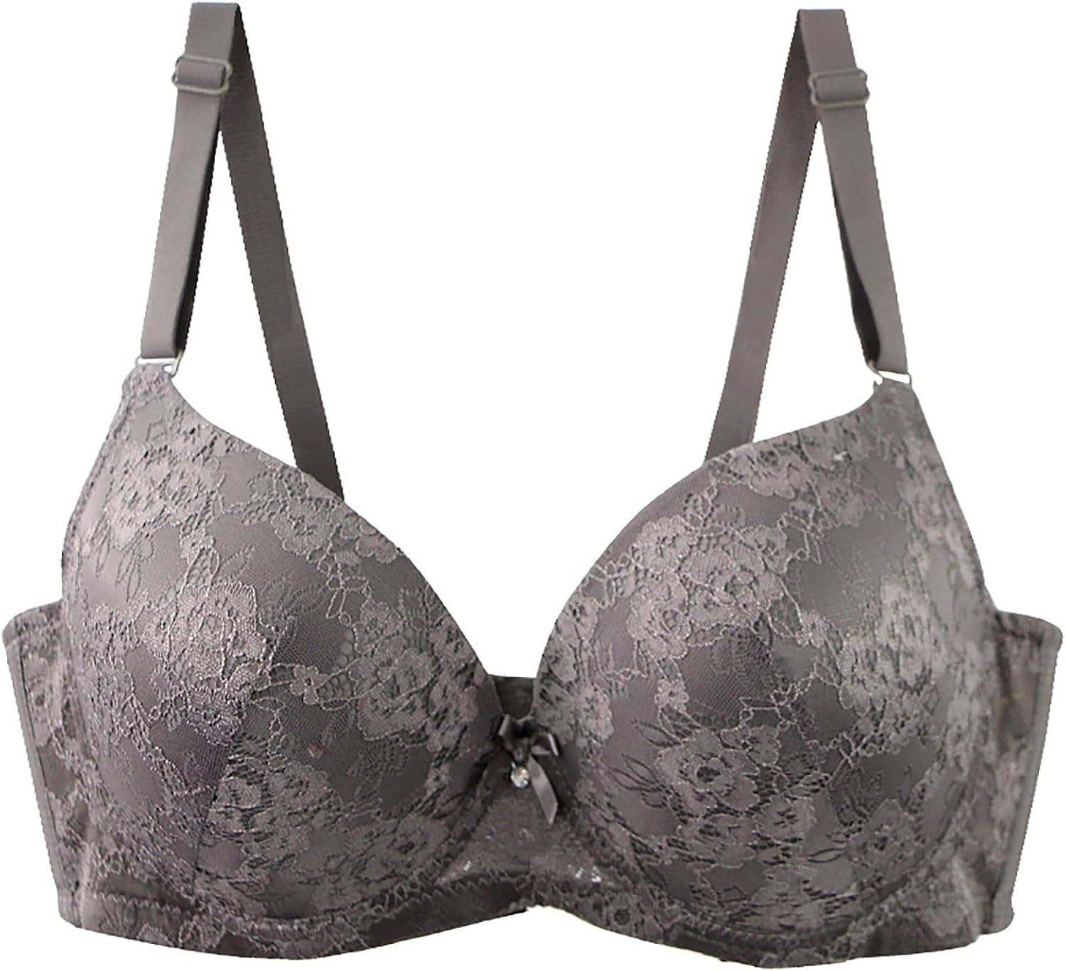 Padded Push Up Bras for Women V Neck T-Shirt Lace Brassiere with Underwire Support Uplift Bra Add Cup Size