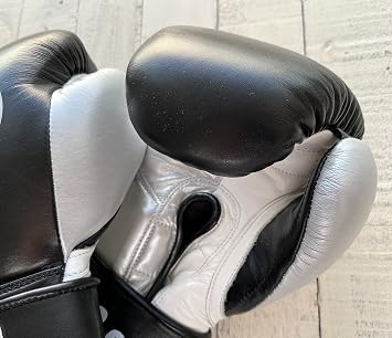 PRIZE RING Professional SS Boxing Gloves Black/Silver 14oz