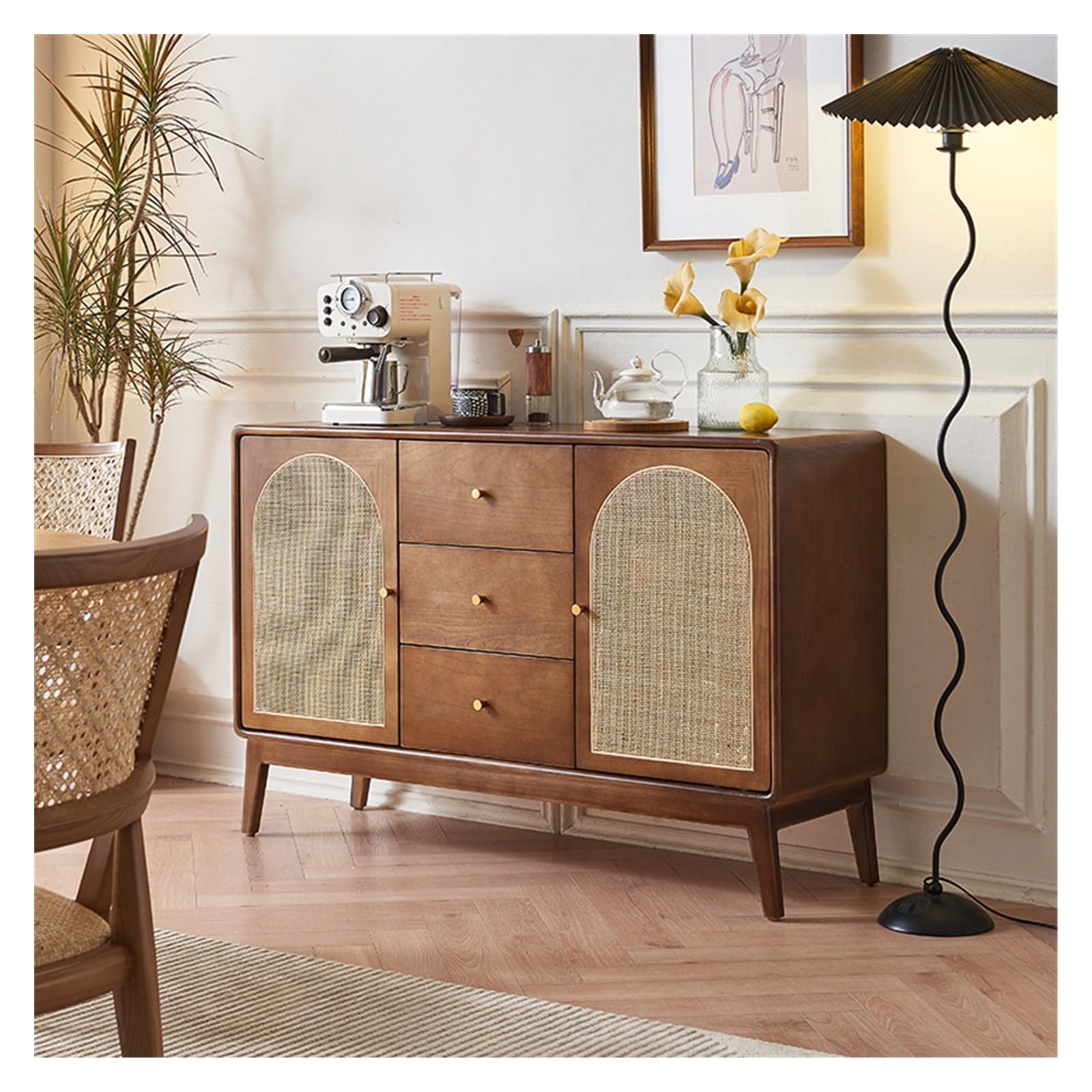 Armadio cucina Credenza in legno di rattan for la casa stoccaggio