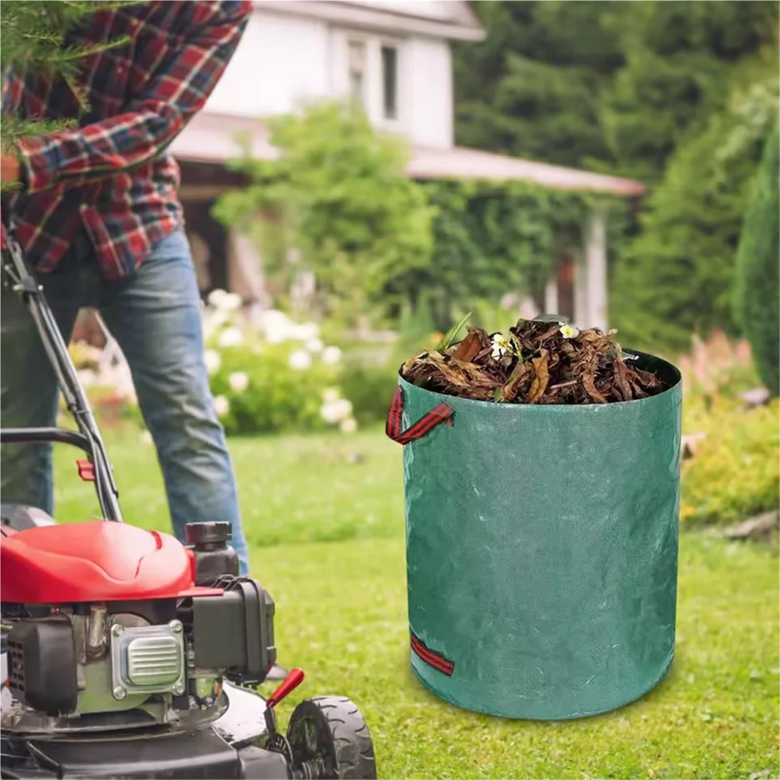 2 Stück Gartenlaub-Sammelbeutel mit großer Kapazität, faltbarer Pflanzenmüllbeutel, wasserdichter PP-Gewebe-Abfallsammelbeutel Für Grünschnitt Laub(500L)