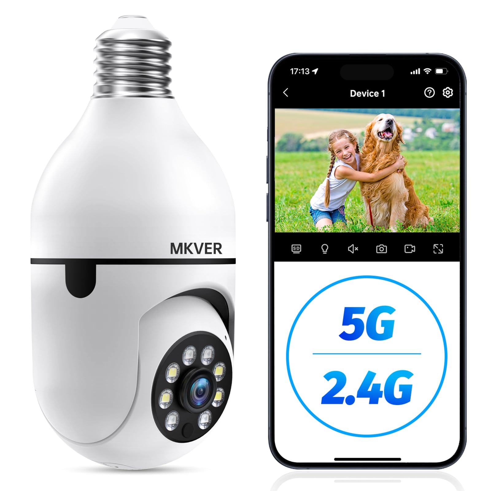 Cinnado Security Camera 2K Light Bulb Security