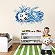 ANHUIB 3D Wandtattoo Fußball Wandsticker Kinderzimmer Fussball Durchbruch Wandaufkleber für Kinderzimmer Jungen Blaue Fussball Wandtattoo Junge Teenager Wandstikcer für Schlafzimmer Deko Geschenk