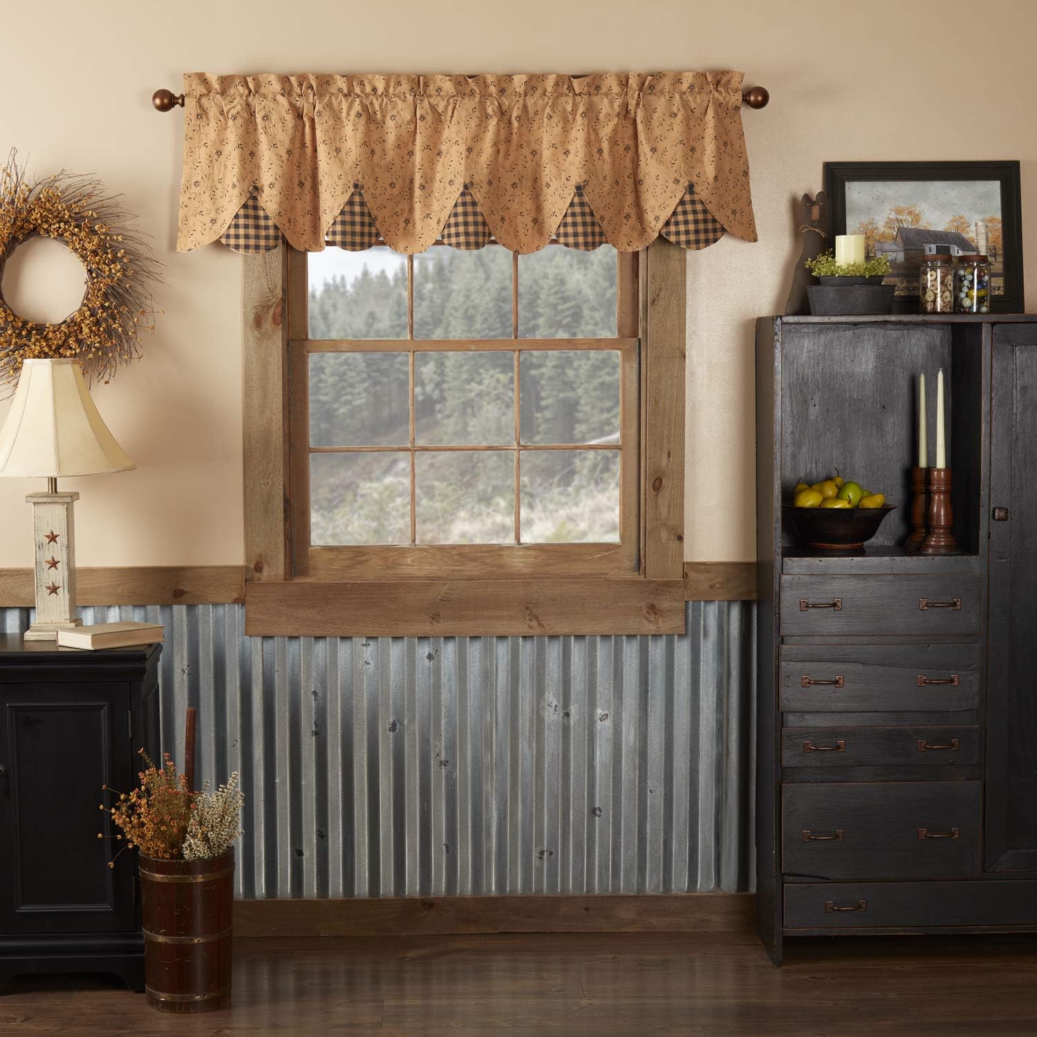 VHC Brands Maisie Valance 18x90 Country Curtain, Tan