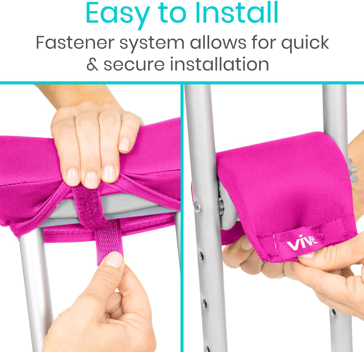 Vive Crutch Pads - Padding for Walking Arm Crutches - Universal Underarm Padded Forearm Handle Pillow Covers for Hand Grips - Soft Foam Armpit Bariatric Accessories for Adults, Kids