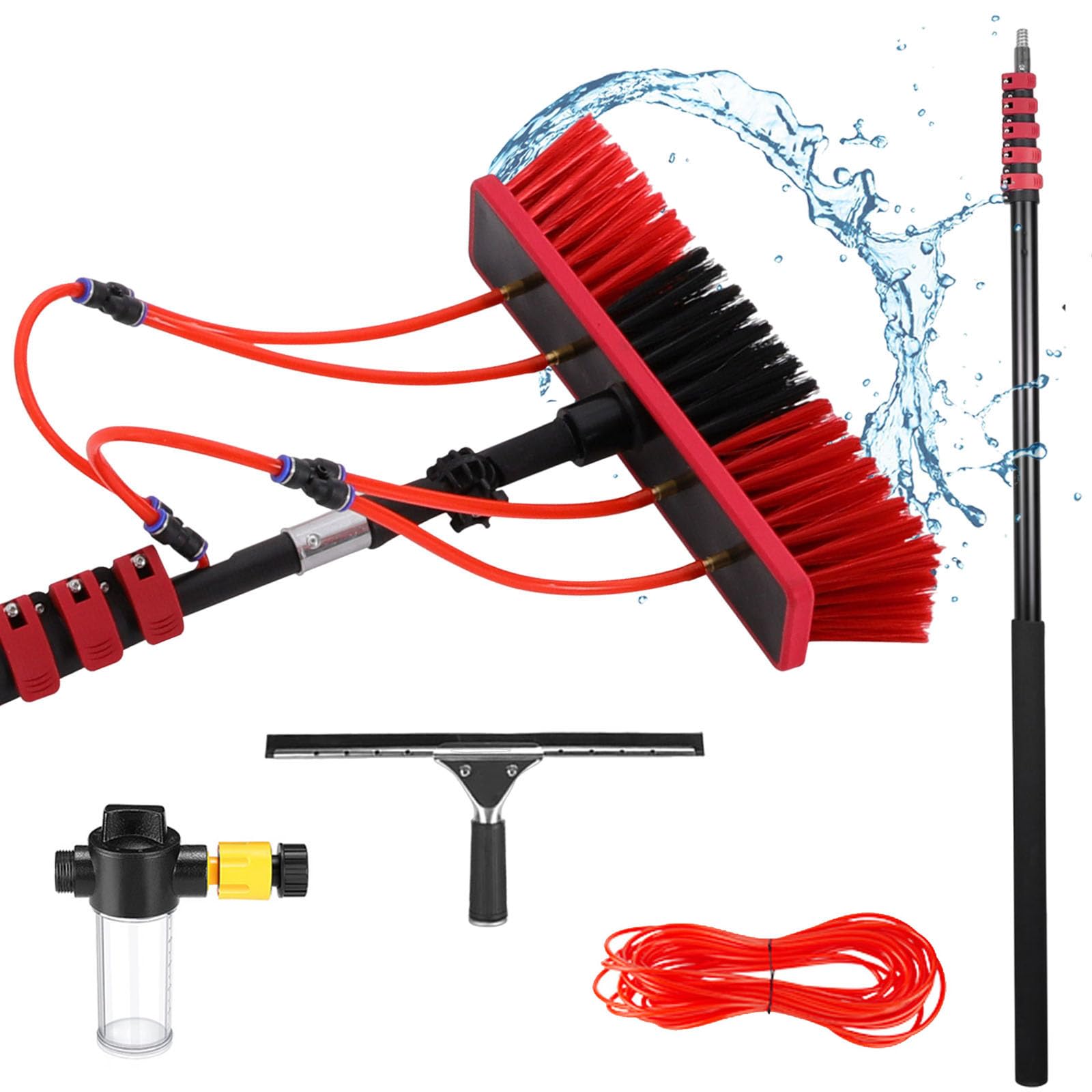 3.6-10.8M Telescopic Cleaning Brush with Squeegee, Soap Dispenser, Telescopic Hydrocleaner, Cleaning Solar Panels, Window Cleaning Kit, Washing Roof,Trucks,Bus,Cars (35cm