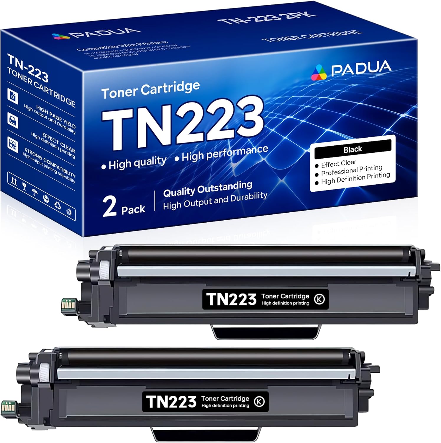 TN223 Black Toner Carteidge Compatible TN-223BK Toner Replacement for Brother TN223 TN-223 HL-L3230CDW HL-L3210CW HL-L3270CDW HL-L3290CDW MFC-L3710CW MFC-L3750CDW MFC-L3770CDW Printer (2 Pack)