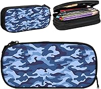 Vista 11 de Estuche para lápices de camuflaje, organizador de gran capacidad con 2 compartimentos y cremallera duradera