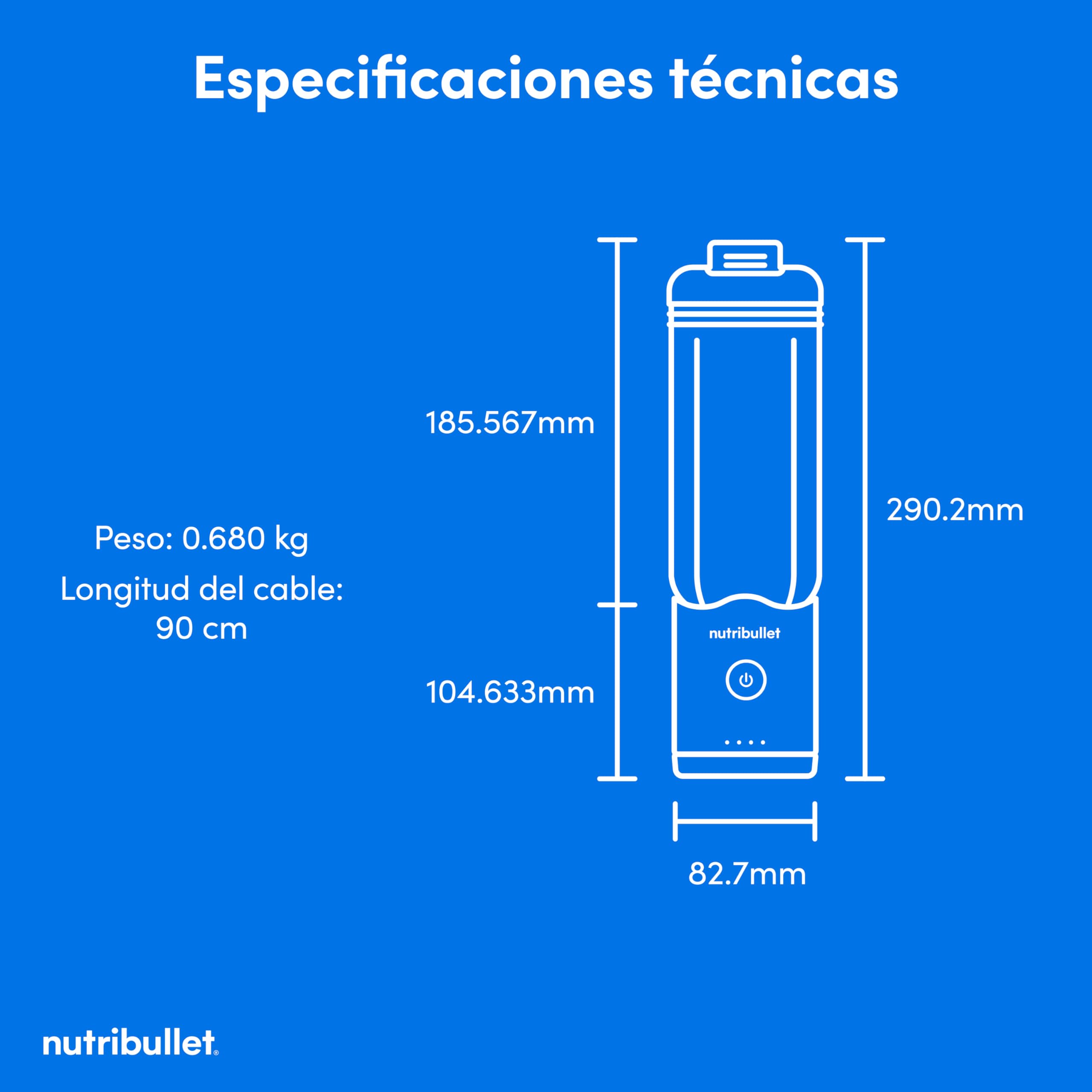 nutribullet Flex 590ml - Batidora Portátil para Smoothies con Tapa con Boquilla y Asa, Picadora, Tritura Hielo y Frutas Congeladas, USB-C, Vaso sin BPA, Fácil de Limpiar, Gris Grafito (NBP013GM)