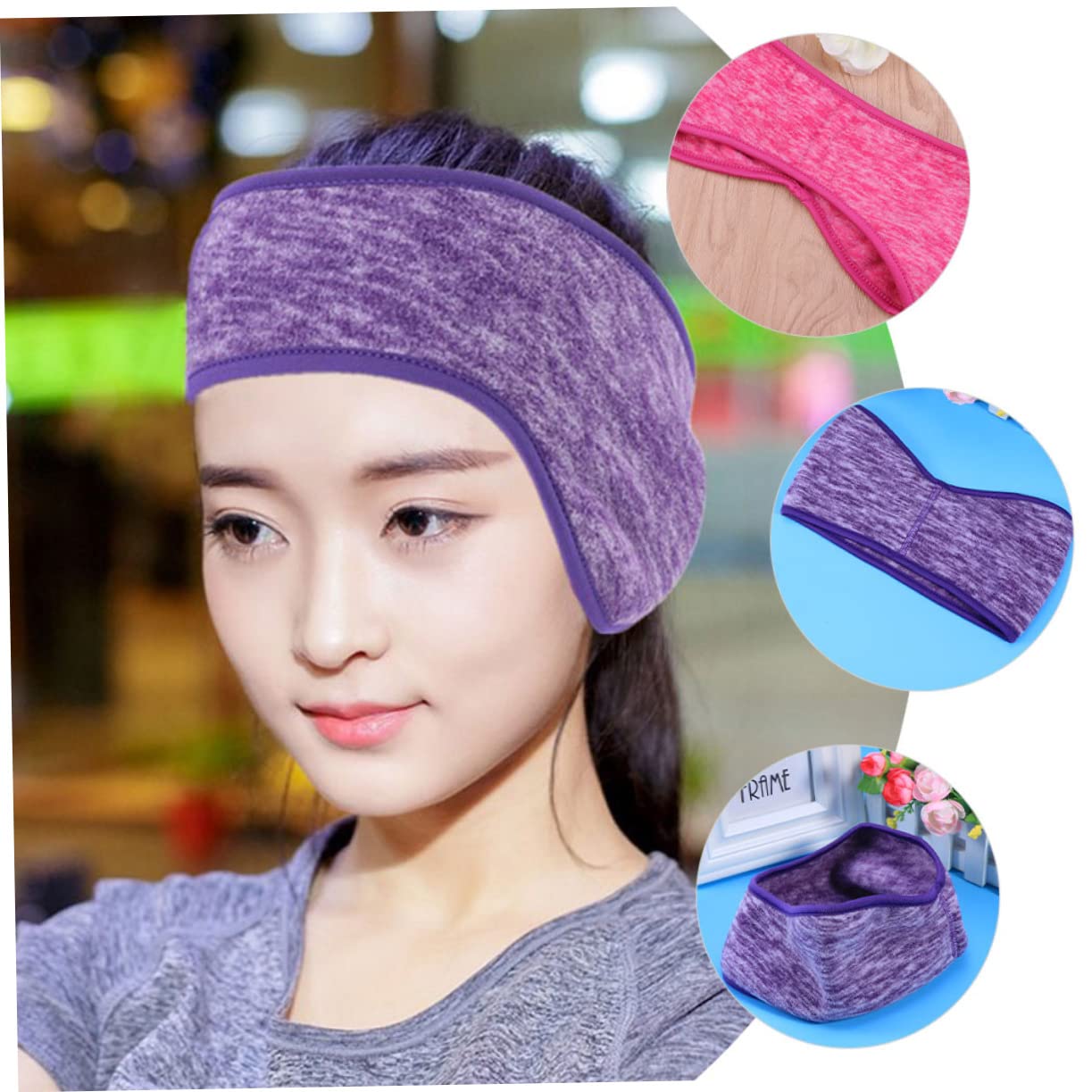 Abaodam 2Pcs Winter Ear Warmer Headband Stretchy Protective Cover for Sports Non Slip Design for Men and Women for Running Yoga Hiking and Outdoor Activities