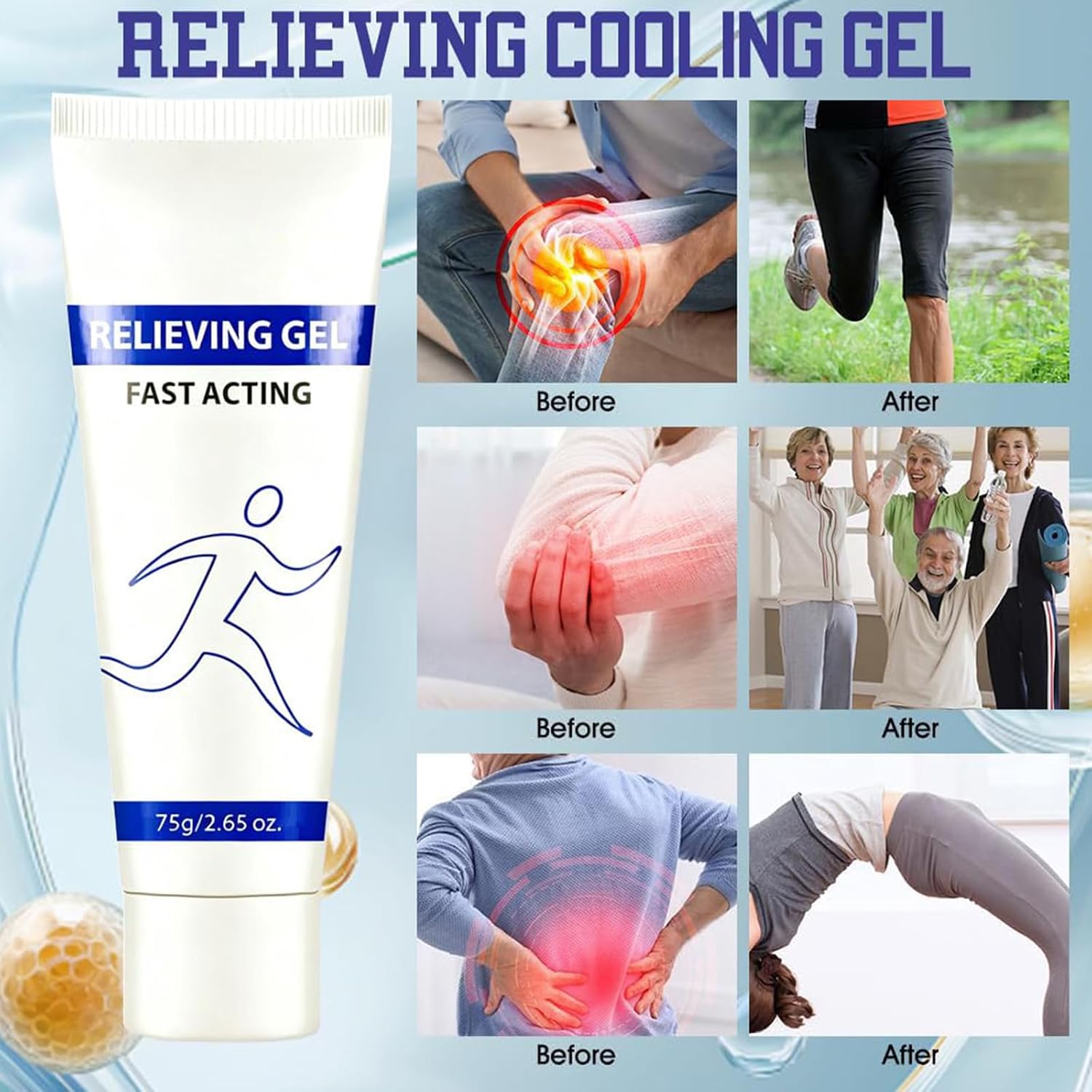 Soothing Cooling Gel, 100g, Muscle Tension Relief with Menthol and Frankincense, Post-Workout Recovery Gel with Menthol & Frankincense | Non-Sticky Formula